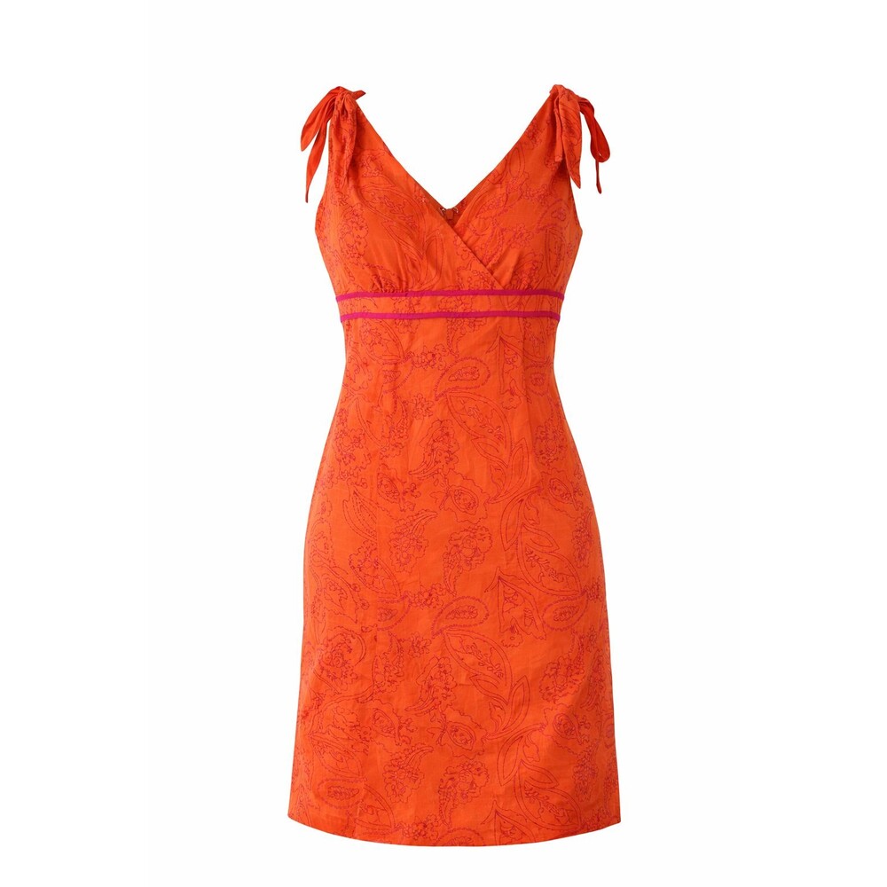 Lilly Pulitzer Orange Pink Cotton Resort Sundress Tie Shoulder V-Neck Dress Sz10